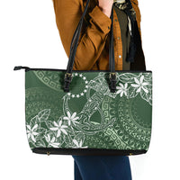 Sage Green Kuki Airani Tapakau Leather Tote Bag Tribal Anchor Mix Tiare