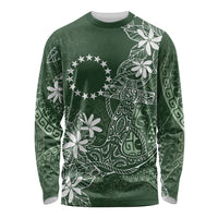 Sage Green Kuki Airani Tapakau Long Sleeve Shirt Tribal Anchor Mix Tiare