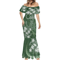Sage Green Kuki Airani Tapakau Mermaid Dress Tribal Anchor Mix Tiare