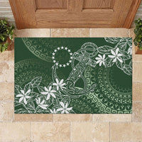 Sage Green Kuki Airani Tapakau Rubber Doormat Tribal Anchor Mix Tiare