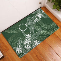 Sage Green Kuki Airani Tapakau Rubber Doormat Tribal Anchor Mix Tiare