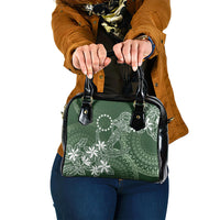 Sage Green Kuki Airani Tapakau Shoulder Handbag Tribal Anchor Mix Tiare
