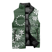Sage Green Kuki Airani Tapakau Sleeveless Puffer Jacket Tribal Anchor Mix Tiare