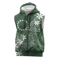 Sage Green Kuki Airani Tapakau Sleeveless Zip Hoodie Tribal Anchor Mix Tiare
