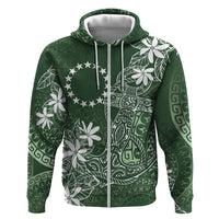 Sage Green Kuki Airani Tapakau Zip Hoodie Tribal Anchor Mix Tiare