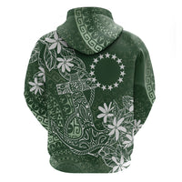 Sage Green Kuki Airani Tapakau Zip Hoodie Tribal Anchor Mix Tiare