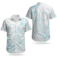 Turquoise Kuki Airani Tapakau Couples Matching Long Sleeve Bodycon Dress and Hawaiian Shirt Tribal Anchor Mix Tiare LT7 - Polynesian Pride