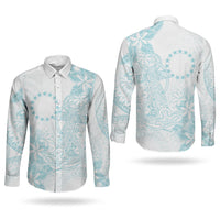 Turquoise Kuki Airani Tapakau Couples Matching Long Sleeve Bodycon Dress and Long Sleeve Button Shirt Tribal Anchor Mix Tiare LT7 - Polynesian Pride