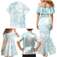 Turquoise Kuki Airani Tapakau Family Matching Mermaid Dress and Hawaiian Shirt Tribal Anchor Mix Tiare