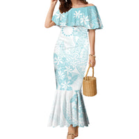 Turquoise Kuki Airani Tapakau Family Matching Mermaid Dress and Hawaiian Shirt Tribal Anchor Mix Tiare