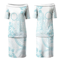 Turquoise Kuki Airani Tapakau Family Matching Puletasi and Hawaiian Shirt Tribal Anchor Mix Tiare LT7 Mom's Dress Turquoise - Polynesian Pride