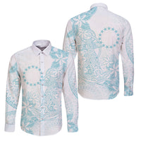 Turquoise Kuki Airani Tapakau Family Matching Puletasi and Hawaiian Shirt Tribal Anchor Mix Tiare LT7 Dad's Shirt - Long Sleeve Turquoise - Polynesian Pride