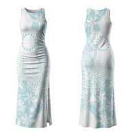 Turquoise Kuki Airani Tapakau Family Matching Tank Maxi Dress and Hawaiian Shirt Tribal Anchor Mix Tiare LT7 Mom's Dress Turquoise - Polynesian Pride