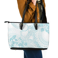 Turquoise Kuki Airani Tapakau Leather Tote Bag Tribal Anchor Mix Tiare