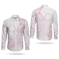 Candy Pink Kuki Airani Tapakau Couples Matching Off Shoulder Short Dress and Long Sleeve Button Shirt Tribal Anchor Mix Tiare LT7 - Polynesian Pride