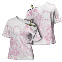Candy Pink Kuki Airani Tapakau Cross Shoulder Shirt Tribal Anchor Mix Tiare