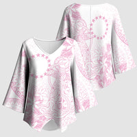 Candy Pink Kuki Airani Tapakau Kimono Sleeve Blouse Tribal Anchor Mix Tiare