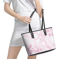 Candy Pink Kuki Airani Tapakau Leather Tote Bag Tribal Anchor Mix Tiare