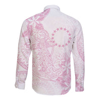 Candy Pink Kuki Airani Tapakau Long Sleeve Button Shirt Tribal Anchor Mix Tiare