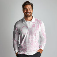 Candy Pink Kuki Airani Tapakau Long Sleeve Polo Shirt Tribal Anchor Mix Tiare