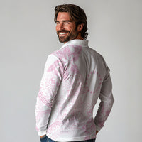 Candy Pink Kuki Airani Tapakau Long Sleeve Polo Shirt Tribal Anchor Mix Tiare