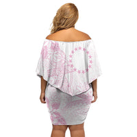 Candy Pink Kuki Airani Tapakau Off Shoulder Short Dress Tribal Anchor Mix Tiare