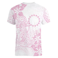 Candy Pink Kuki Airani Tapakau Women V-Neck T-Shirt Tribal Anchor Mix Tiare