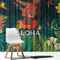 Hawaii Hula Girl Vintage Window Curtain Tropical Forest