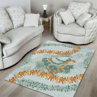 Hawaii Kaho'olawe Island Flowers Lei Area Rug Silver Hinahina Kū Kahakai