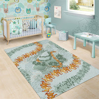 Hawaii Kaho'olawe Island Flowers Lei Area Rug Silver Hinahina Kū Kahakai