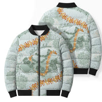 Hawaii Kaho'olawe Island Flowers Lei Bomber Puffer Jacket Silver Hinahina Kū Kahakai