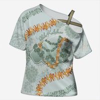 Hawaii Kaho'olawe Island Flowers Lei Cross Shoulder Shirt Silver Hinahina Kū Kahakai