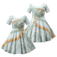 Hawaii Kaho'olawe Island Flowers Lei Family Matching Long Sleeve Bodycon Dress and Hawaiian Shirt Silver Hinahina Kū Kahakai LT7 Daughter's Dress Silver - Polynesian Pride