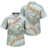 Hawaii Kaho'olawe Island Flowers Lei Family Matching Off The Shoulder Long Sleeve Dress and Hawaiian Shirt Silver Hinahina Kū Kahakai LT7 Son's Shirt Silver - Polynesian Pride