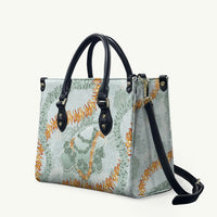 Hawaii Kaho'olawe Island Flowers Lei Leather Bag Silver Hinahina Kū Kahakai