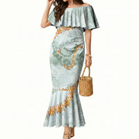 Hawaii Kaho'olawe Island Flowers Lei Mermaid Dress Silver Hinahina Kū Kahakai LT7 Women Silver - Polynesian Pride