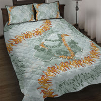 Hawaii Kaho'olawe Island Flowers Lei Quilt Bed Set Silver Hinahina Kū Kahakai