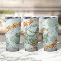 Hawaii Kaho'olawe Island Flowers Lei Tumbler Cup Silver Hinahina Kū Kahakai