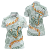 Hawaii Kaho'olawe Island Flowers Lei Women Polo Shirt Silver Hinahina Kū Kahakai