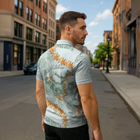 Hawaii Kaho'olawe Island Flowers Lei Zipper Polo Shirt Silver Hinahina Kū Kahakai LT7 - Polynesian Pride