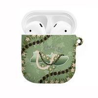 Hawaii Molokai Island Flowers Lei AirPods Case Kukui Nut Mossy Green