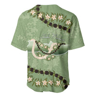 Hawaii Molokai Island Flowers Lei Baseball Jersey Kukui Nut Mossy Green