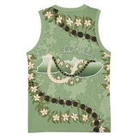 Hawaii Molokai Island Flowers Lei Basketball Jersey Kukui Nut Mossy Green