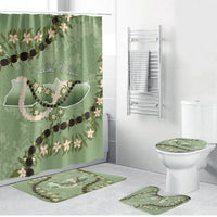 Hawaii Molokai Island Flowers Lei Bathroom Set Kukui Nut Mossy Green