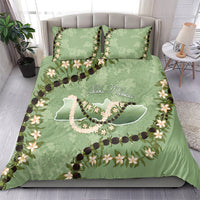 Hawaii Molokai Island Flowers Lei Bedding Set Kukui Nut Mossy Green