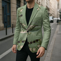 Hawaii Molokai Island Flowers Lei Blazer Kukui Nut Mossy Green
