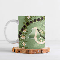 Hawaii Molokai Island Flowers Lei Ceramic Mug Kukui Nut Mossy Green