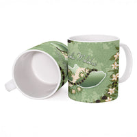 Hawaii Molokai Island Flowers Lei Ceramic Mug Kukui Nut Mossy Green