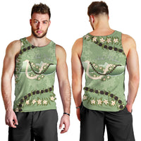 Hawaii Molokai Island Flowers Lei Men Tank Top Kukui Nut Mossy Green