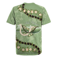 Hawaii Molokai Island Flowers Lei Rugby Jersey Kukui Nut Mossy Green